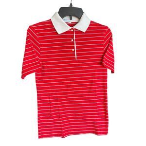 Vintage De Mura Red Striped Short-sleeve Polo/Top Size Large